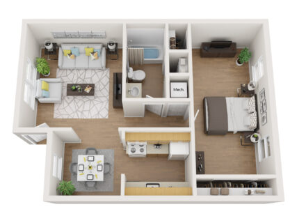 1 Bed / 1 Bath / 725 sq ft / Availability: Please Call / Deposit: $600+ / Rent: $1,095